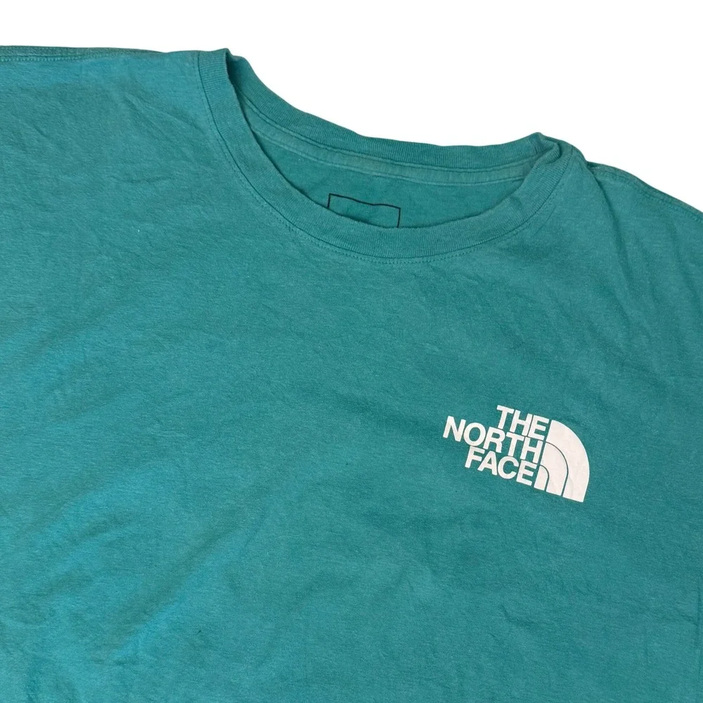 The North Face Mens Box Logo Graphic T-Shirt Teal‎ Green Never Stop Exploring L